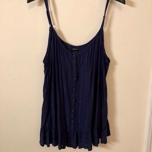 Torrid Navy Blue Button Up Adjustable Sleeve Tank
